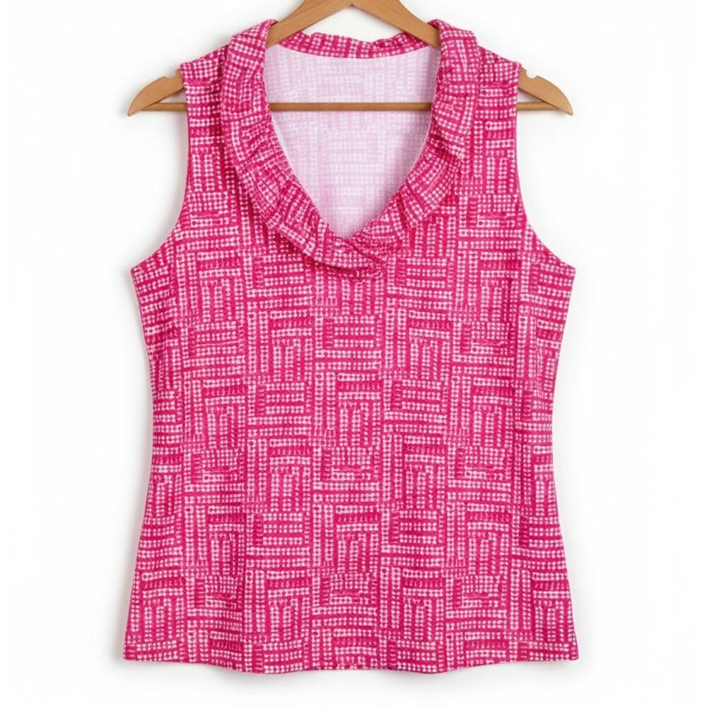 J.McLaughlin Womens S Preppy‎ Coastal Resort Golf Durham Catalina Cloth Tank Top